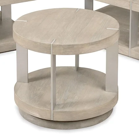 Contemporary Round End Table with 1 Shelf